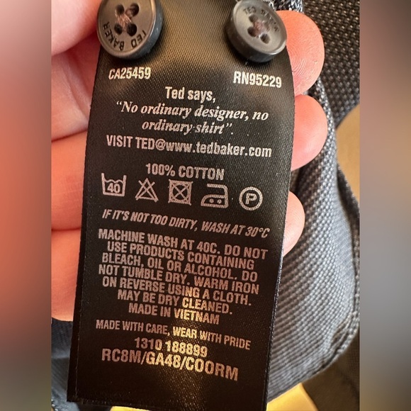 TED BAKER Endurance 16.5 34/35 Blue Flip Contrast Cuff Spread Collar 100% Cotton - Picture 7 of 10